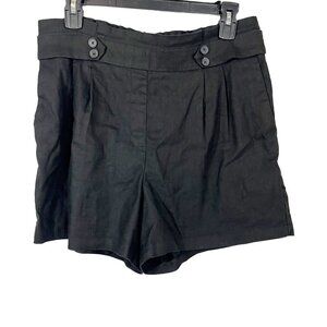 Express Midi Extreme High Rise Linen Shorts Black Pockets - Size Medium